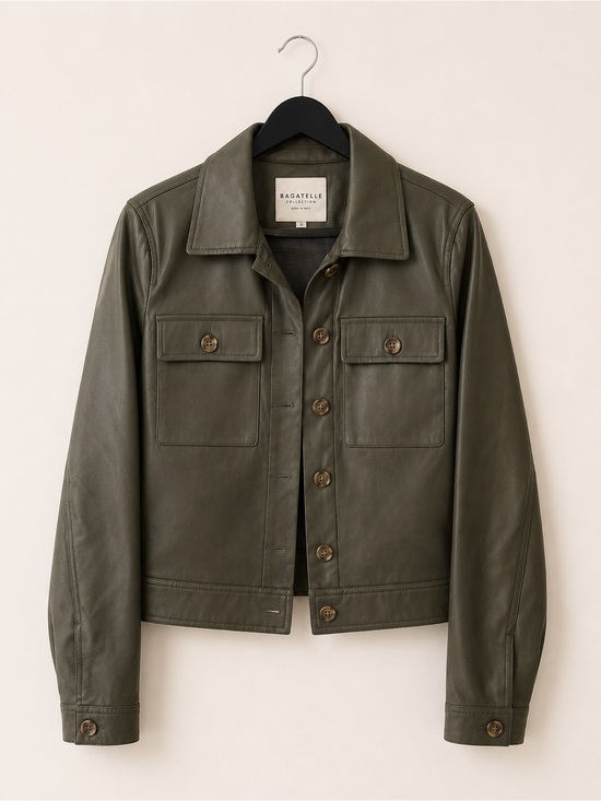 bagatelle Jackets & Blazers - Bagatelle Olive Green Faux Leather Jacket